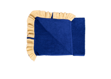 Load image into Gallery viewer, Ruffle Beach Towel: Navy Blue and Sandy Yellow