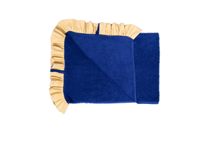 Ruffle Beach Towel: Navy Blue and Sandy Yellow