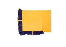 Load image into Gallery viewer, Ruffle Beach Towel: Mustard Yellow and Navy Blue
