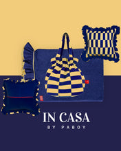 Load image into Gallery viewer, Ruffle Beach Towel: Navy Blue and Sandy Yellow