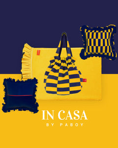 Patchwork Beach Bag: Mustard Yellow and Navy Blue