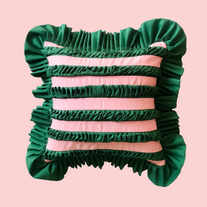 Special Stripes. Pink and Mango Green with Mango Green Ruffle