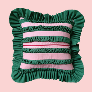 Special Stripes. Pink and Mango Green with Mango Green Ruffle