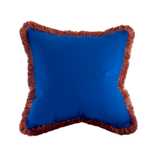 Load image into Gallery viewer, Klein Blue Cushion with Rose Pink Fringe
