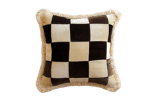 Load image into Gallery viewer, Beige Cream and Dark Brown Patchwork Velvet with White Fringe
