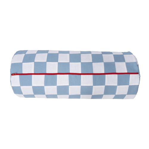 Big Blue and White Checkerboard Bolster