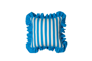 Striped - Dodger Blue and White Striped with Dodger Blue Ruffle
