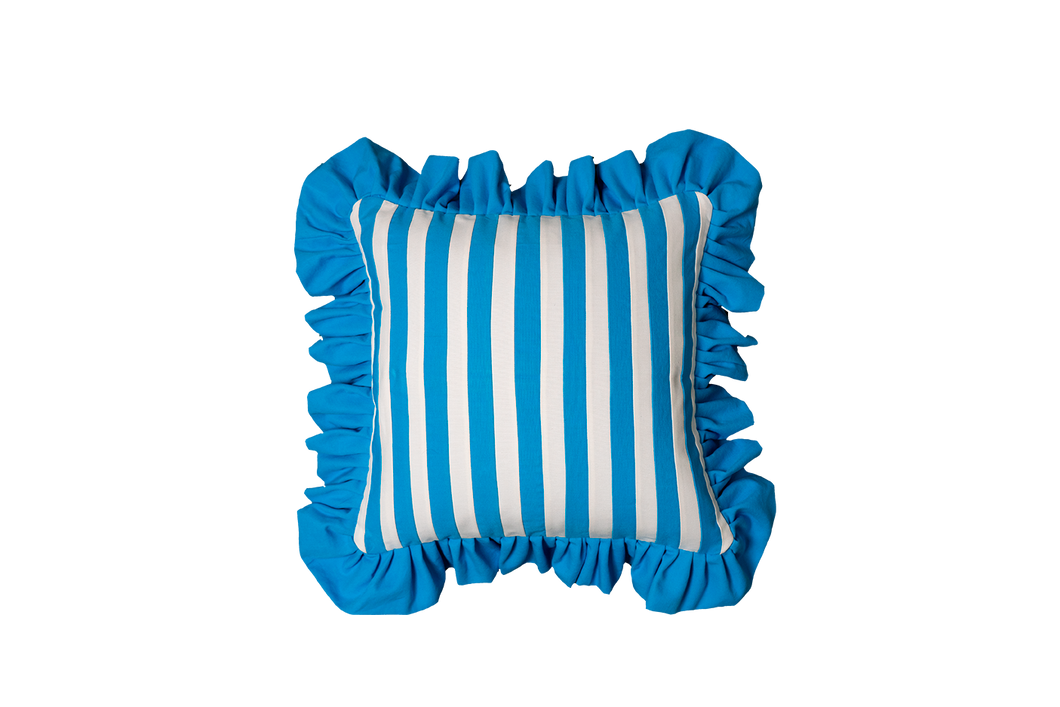 Striped - Dodger Blue and White Striped with Dodger Blue Ruffle