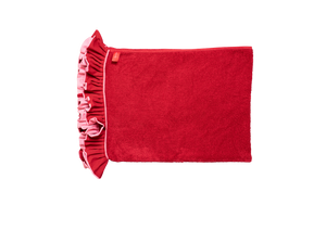 Ruffle Beach Towel:  Wine Red & Rose Pink
