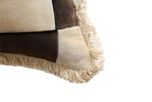 Load image into Gallery viewer, Beige Cream and Dark Brown Patchwork Velvet with White Fringe
