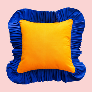 Mustard Yellow with Klein Blue Ruffle