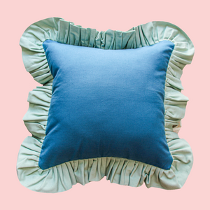 River Blue with Light Mint Green Ruffle