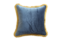 Load image into Gallery viewer, River Blue Velvet with Yellow Fringe
