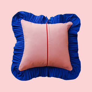 Klein Blue & Rose Pink Patchwork with Klein Blue Ruffle