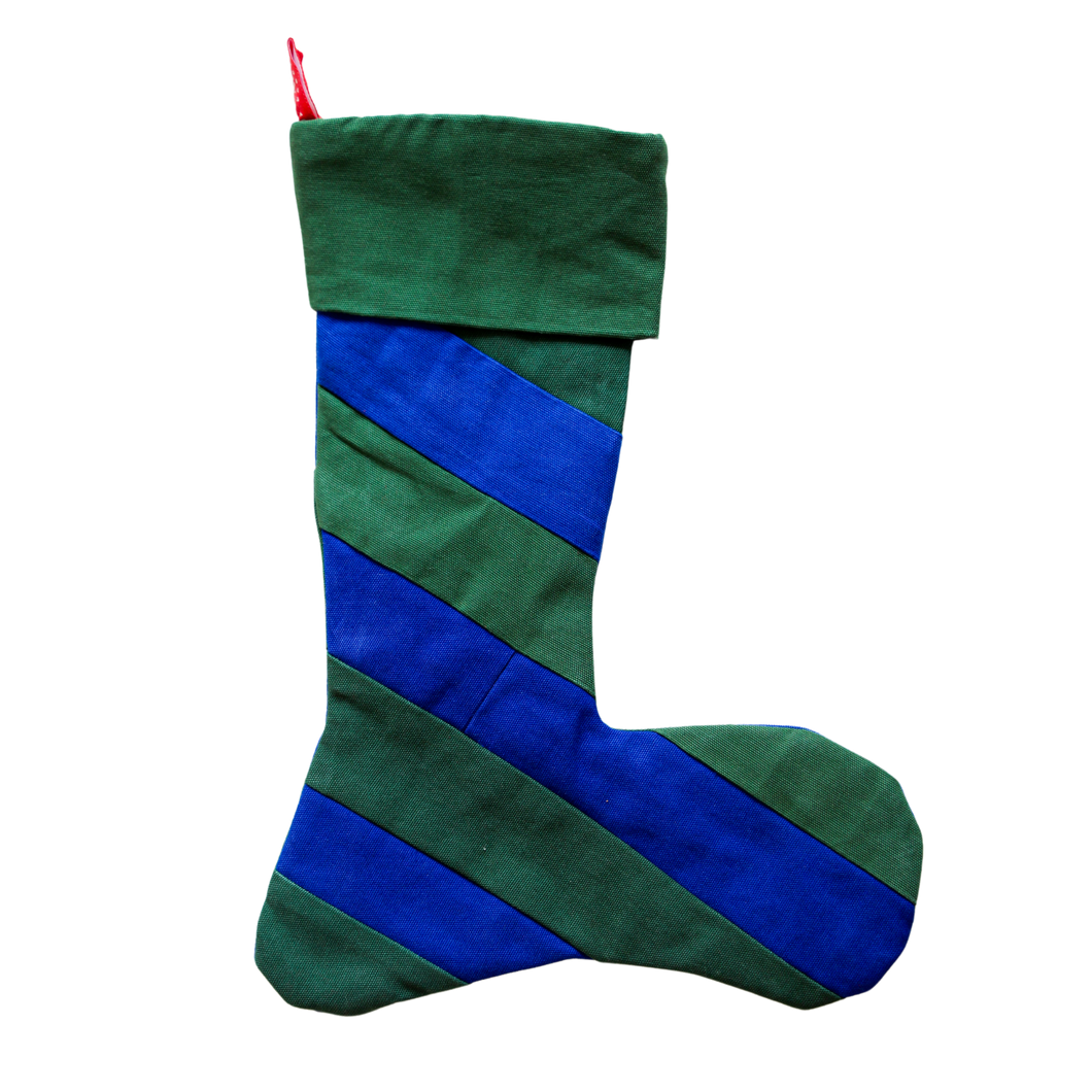 Green and Klein Blue Stripes Christmas Socks