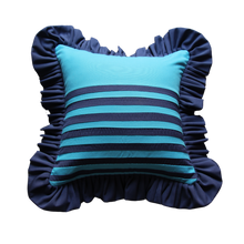 Load image into Gallery viewer, Dodger Blue and Navy Blue Stripes with Navy Blue Ruffle
