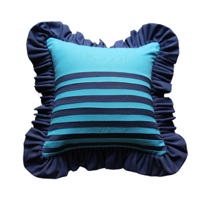 Dodger Blue and Navy Blue Stripes with Navy Blue Ruffle