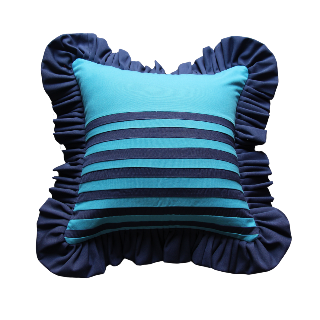 Dodger Blue and Navy Blue Stripes with Navy Blue Ruffle