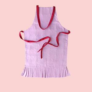 Pink and Red Patchwork with Red Ruffle Apron