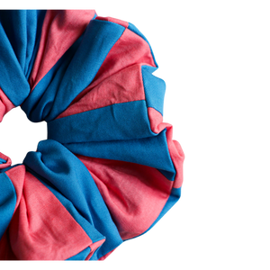 River Blue and Pink Patchwork Scrunchie