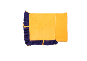 Ruffle Beach Towel: Mustard Yellow and Navy Blue