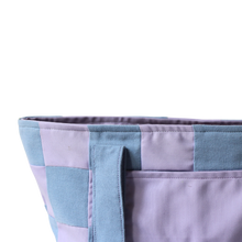Load image into Gallery viewer, Beach Blue and Lilac Patchwork Beach Bag
