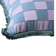 Load image into Gallery viewer, Beach Blue and Lilac Patchwork with Blue Fringe
