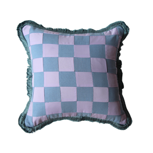 Beach Blue and Lilac Patchwork with Blue Fringe