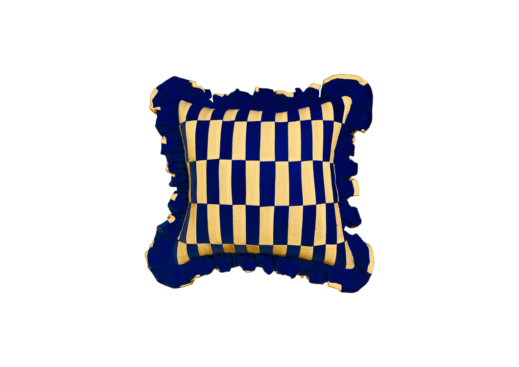 Ruffle Rectangle Patchwork Navy Blue and Sandy Yellow