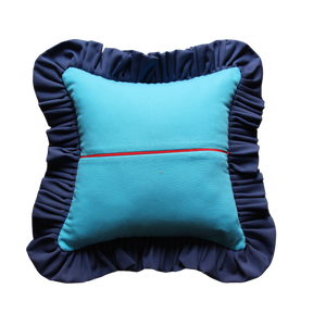 Dodger Blue and Navy Blue Stripes with Navy Blue Ruffle