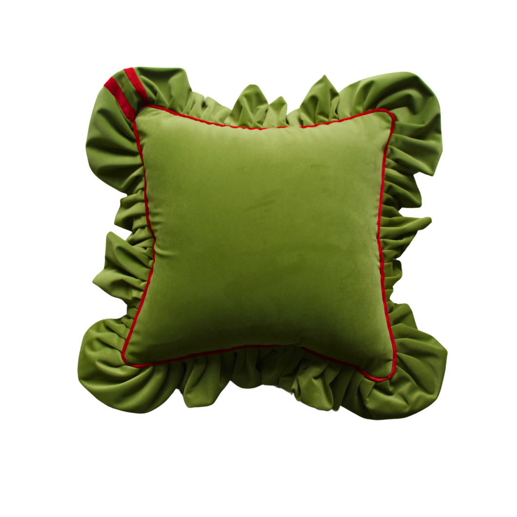 Green and Red Velvet with Green Velvet Ruffle