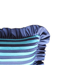 Load image into Gallery viewer, Dodger Blue and Navy Blue Stripes with Navy Blue Ruffle
