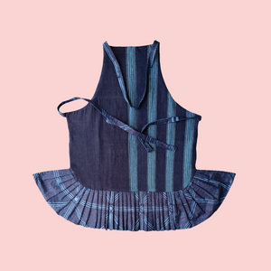 Special African Fabric with Dodger Blue Stripe with Dodger Blue Ruffle Apron