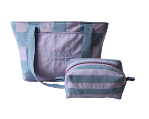 Beach Blue and Lilac Patchworl Bag and Pochette Set