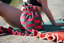 Load image into Gallery viewer, Patchwork Beach Bag: Mango Green &amp; Raspberry

