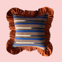 Load image into Gallery viewer, Blue and Wooden Brown. Cream with Brown Ruffle

