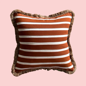 Brown and White Stripes with Brown Fringe