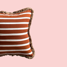 Load image into Gallery viewer, Brown and White Stripes with Brown Fringe
