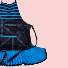 Load image into Gallery viewer, Special African Fabric with Dodger Blue Stripe with Dodger Blue Ruffle Apron
