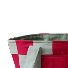 Load image into Gallery viewer, Raspberry and Mint Green Patchwork Beach Bag
