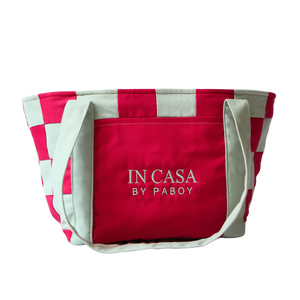Raspberry and Mint Green Patchwork Beach Bag