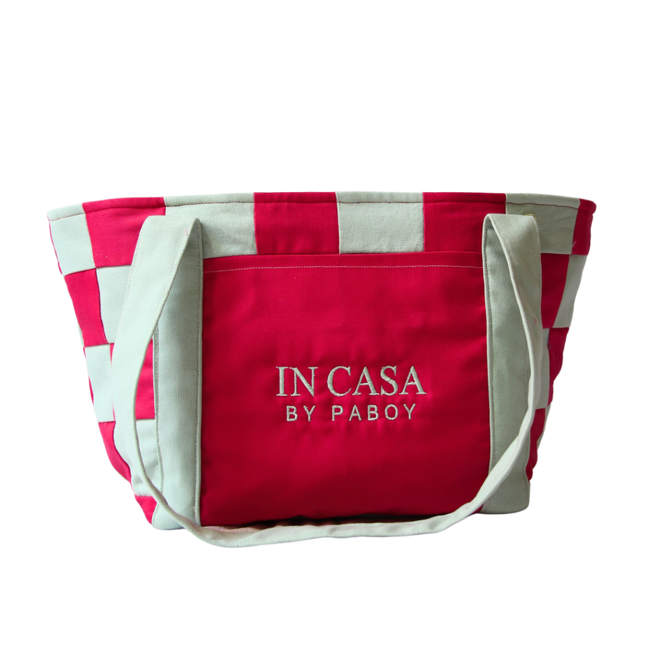 Raspberry and Mint Green Patchwork Beach Bag