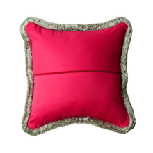 Load image into Gallery viewer, Raspberry and Mint Green Patchwork with Mint Green Fringe
