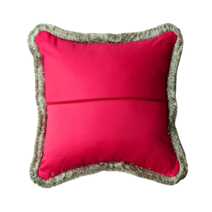 Raspberry and Mint Green Patchwork with Mint Green Fringe