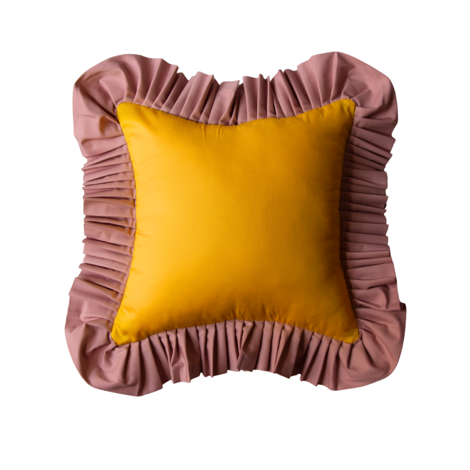 Yellow with Rose Pink Ruffle
