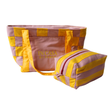 Load image into Gallery viewer, Yellow and Rose Pink Patchwork Bag and Pochette Set
