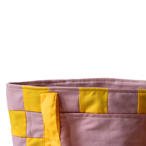 Yellow and Rose Pink Patchwork Beach Bag