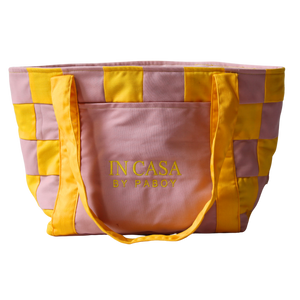 Yellow and Rose Pink Patchwork Bag and Pochette Set