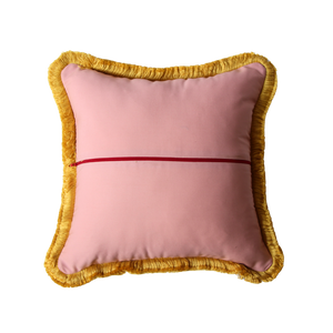 Yellow and Rose Pink Patchwork with Yellow Fringe