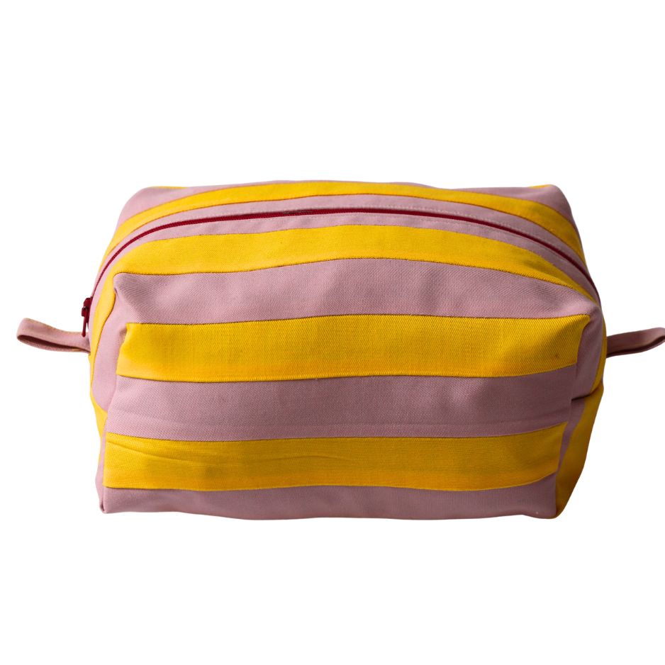 Yellow and Rose Pink Stripes Pochette